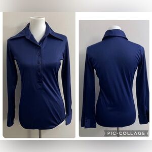 Vintage Sears 70s 80s Bodysuit Classic Navy Casual Chic Retro